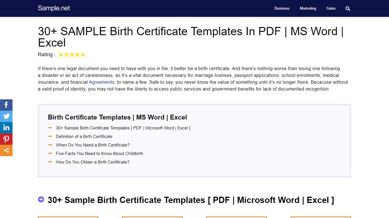30+ SAMPLE Birth Certificate Templates in PDF | MS Word | Excel