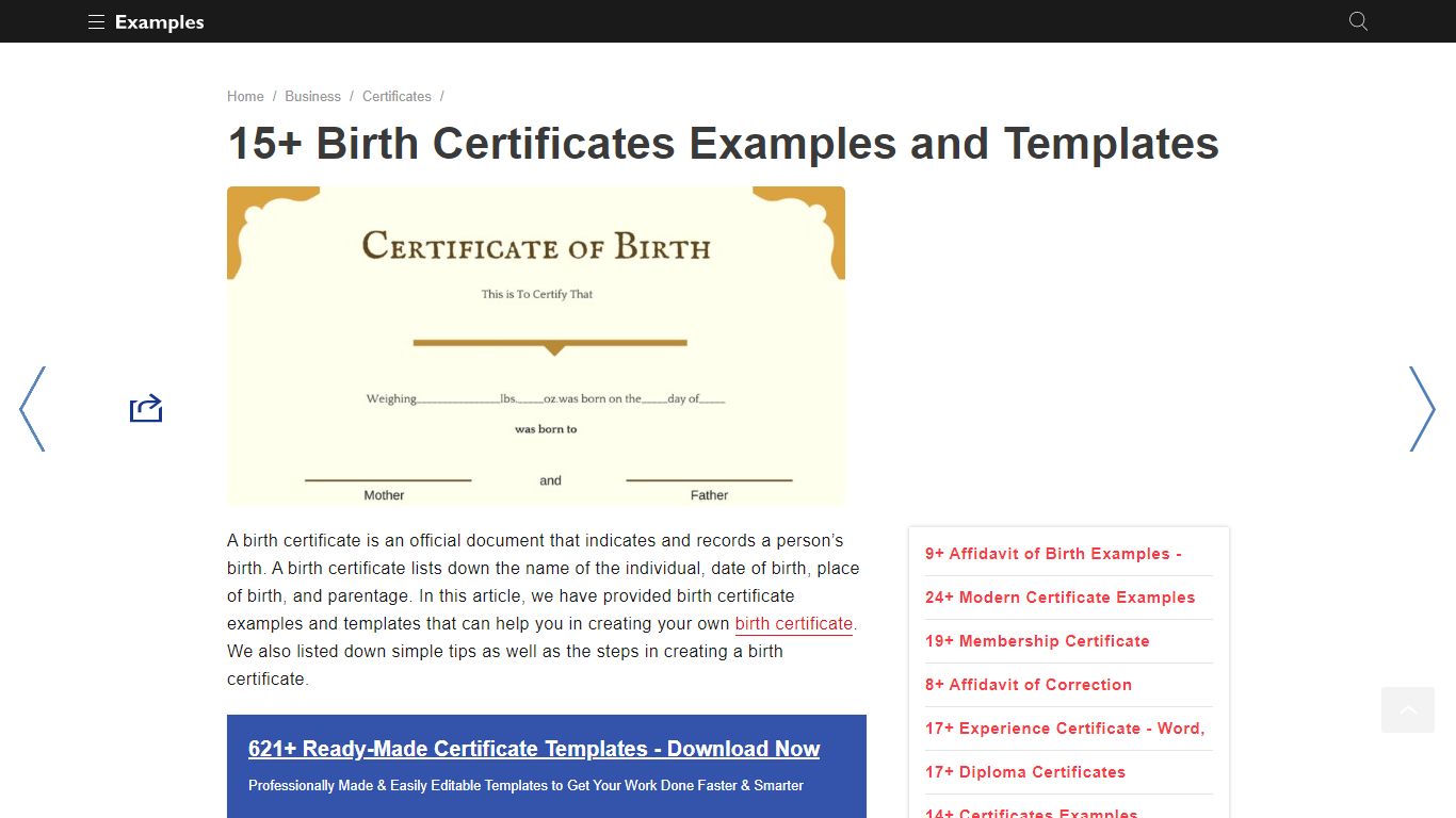 Birth Certificate - Examples, Format, Pdf | Examples
