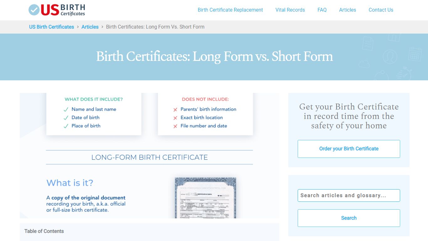 Long Form vs. Short Form Birth Certificates - US Birth Certificates